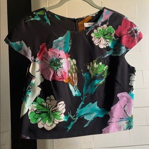 Milly XS/S Sample Floral Multi Black Top 0 2